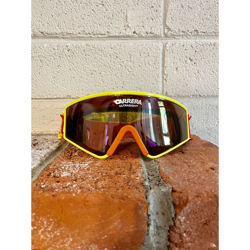 VTG\ Carrera Ultrasight Ski Goggles Red and Yellow 80s Style